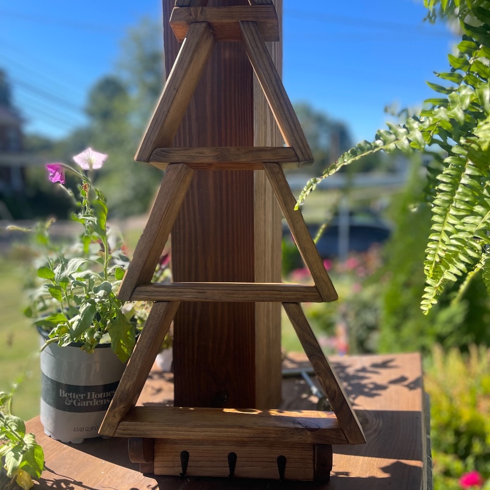 Wooden Christmas tree shelf